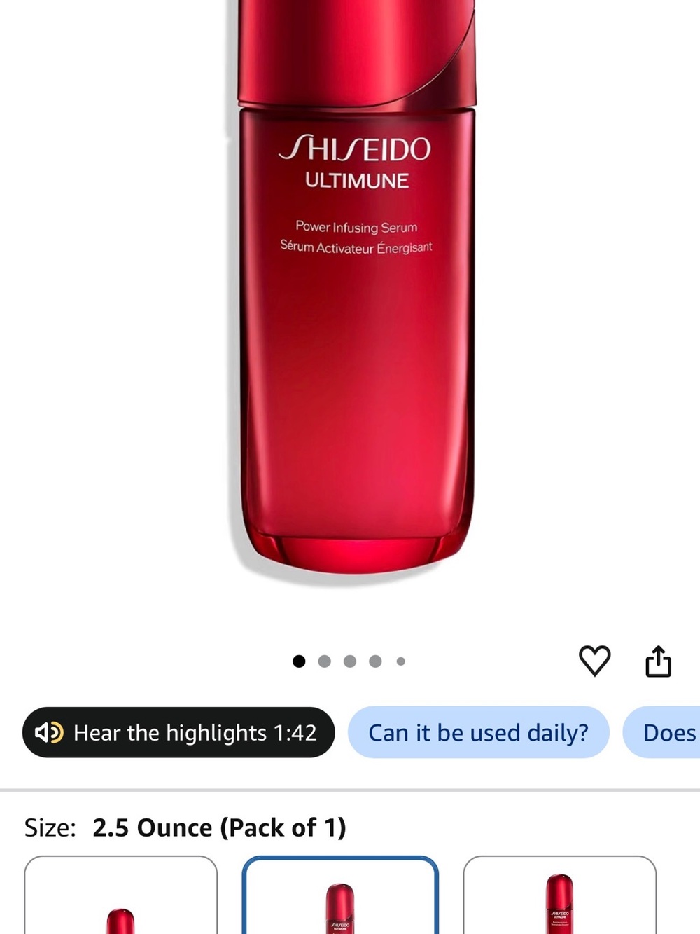 Shiseido Ultimune Power Infusing Concentrate 75 mL / 2.5 oz – New